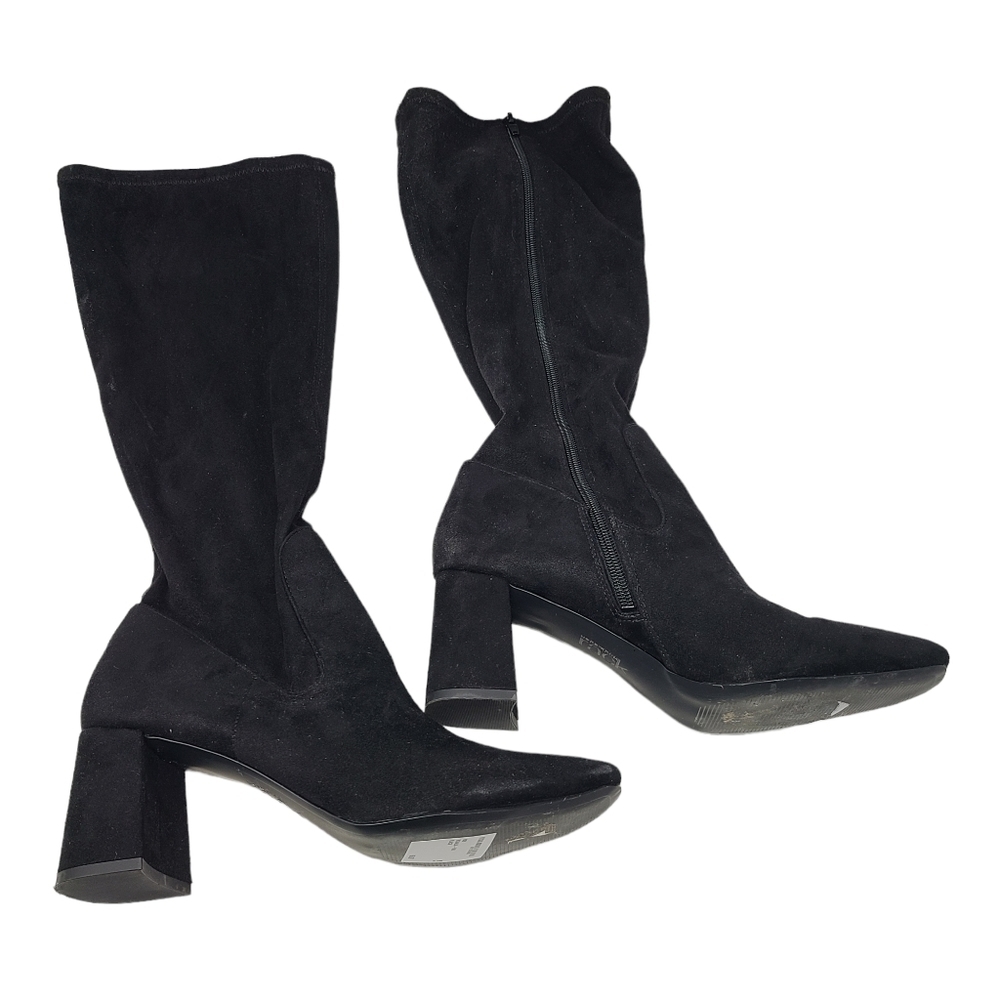 Nordstrom Rack Women's Black tall Fabric "Nalla" boots sz 8.5 SQUARE TOE